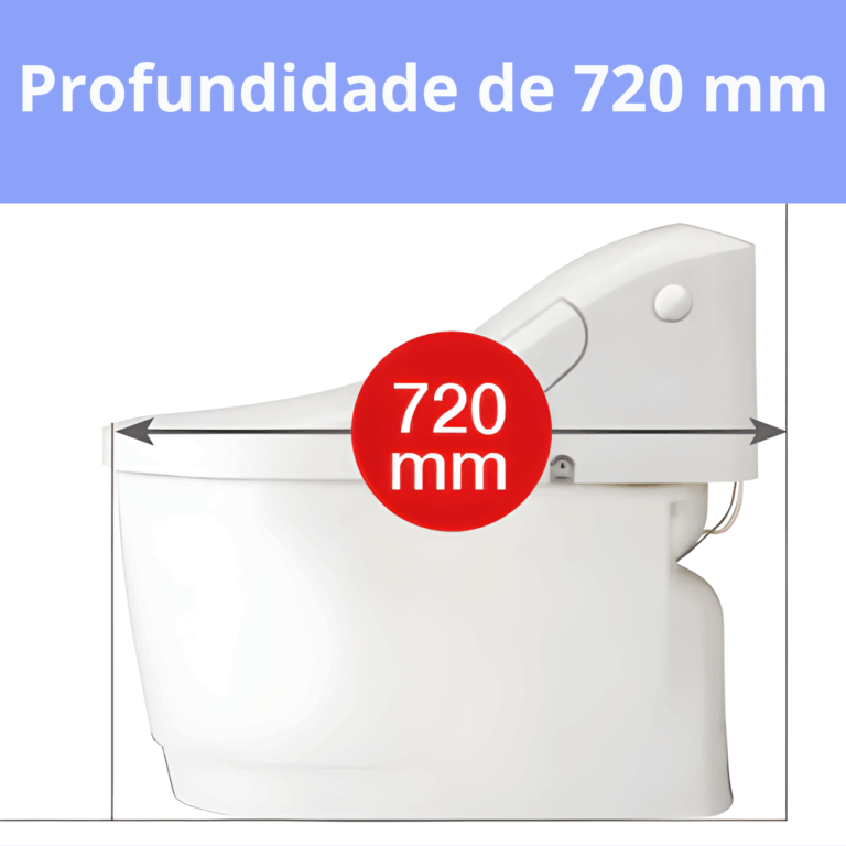 Design com curvas suaves que valoriza o visual do banheiro. Com profundidade de 720 mm, oferece um tamanho prático e confortável para o uso diário.