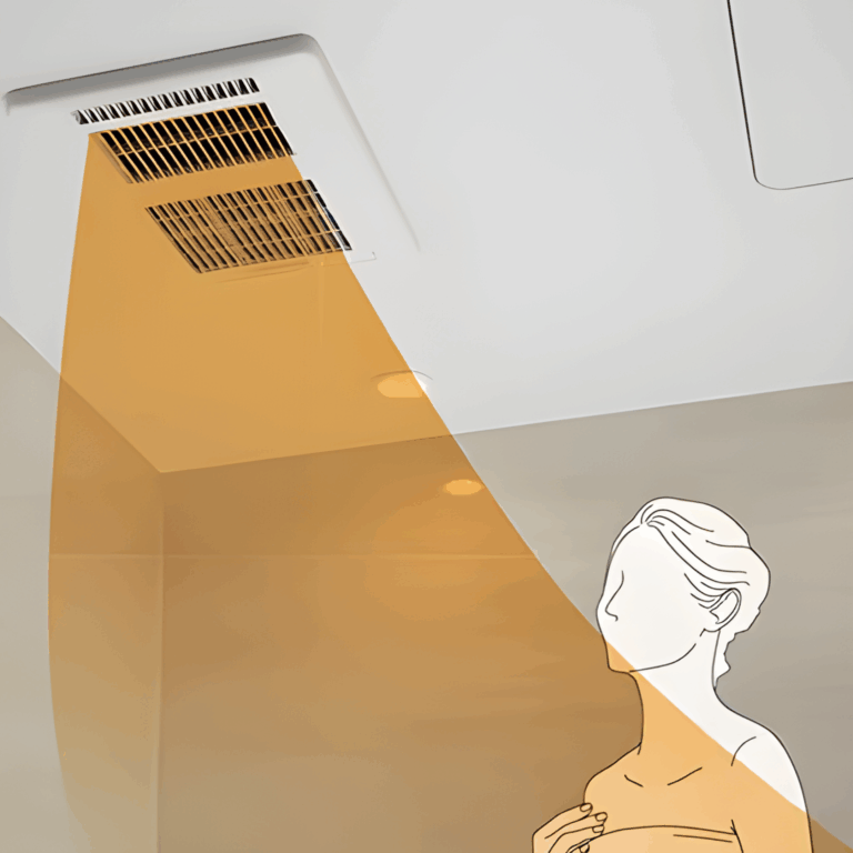 Ao ligar a função de aquecimento antes do banho, o espaço é pré-aquecido, diminuindo o desconforto causado pelo frio e tornando o banho mais agradável.